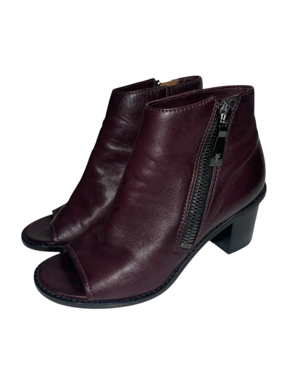 Frye Brielle Zip Peep Bootie Women’s‎ 6.5 US Wine Leather Heels